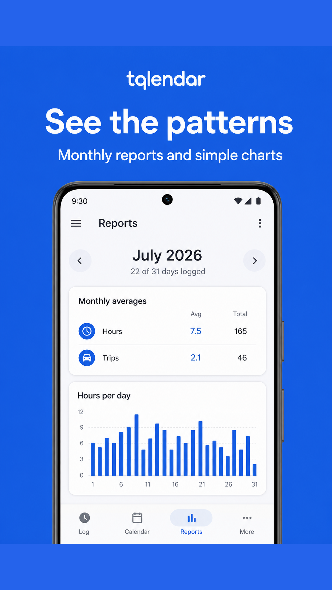 Qlendar monthly reports